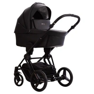 Детская коляска Bebetto Monti Pro 2 в 1  01-dark Чёрная кожа